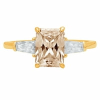 2.0 ct smaragd vágott pezsgő szimulált gyémánt 14K sárga arany évforduló eljegyzési kő gyűrű mérete 8