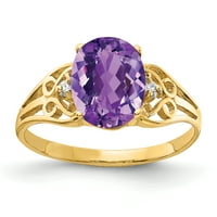 Primal arany karátos sárga arany Ametiszt és gyémánt gyűrű