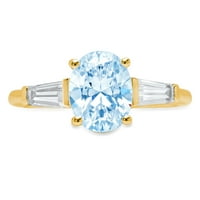 2.5 ct ovális vágott kék szimulált gyémánt 18K sárga arany évforduló eljegyzési kő gyűrű mérete 6.75