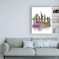 Védjegy képzőművészet 'New York Skyline Rainbow Bright' vászon művészet Fab Funky